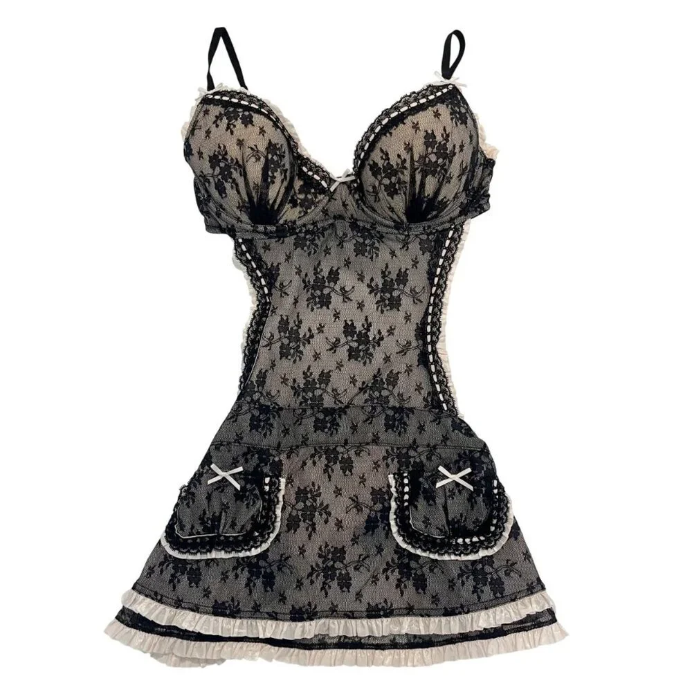 Vintage Victoria's Secret French Maid Lingerie‎ Apron Lace Coquette - Size 36C